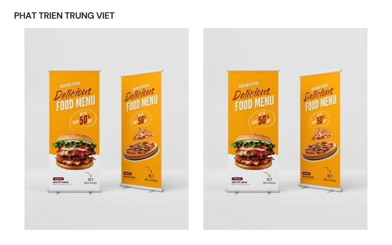 Bạt trắng Hiflex trong quảng cáo trong nhà